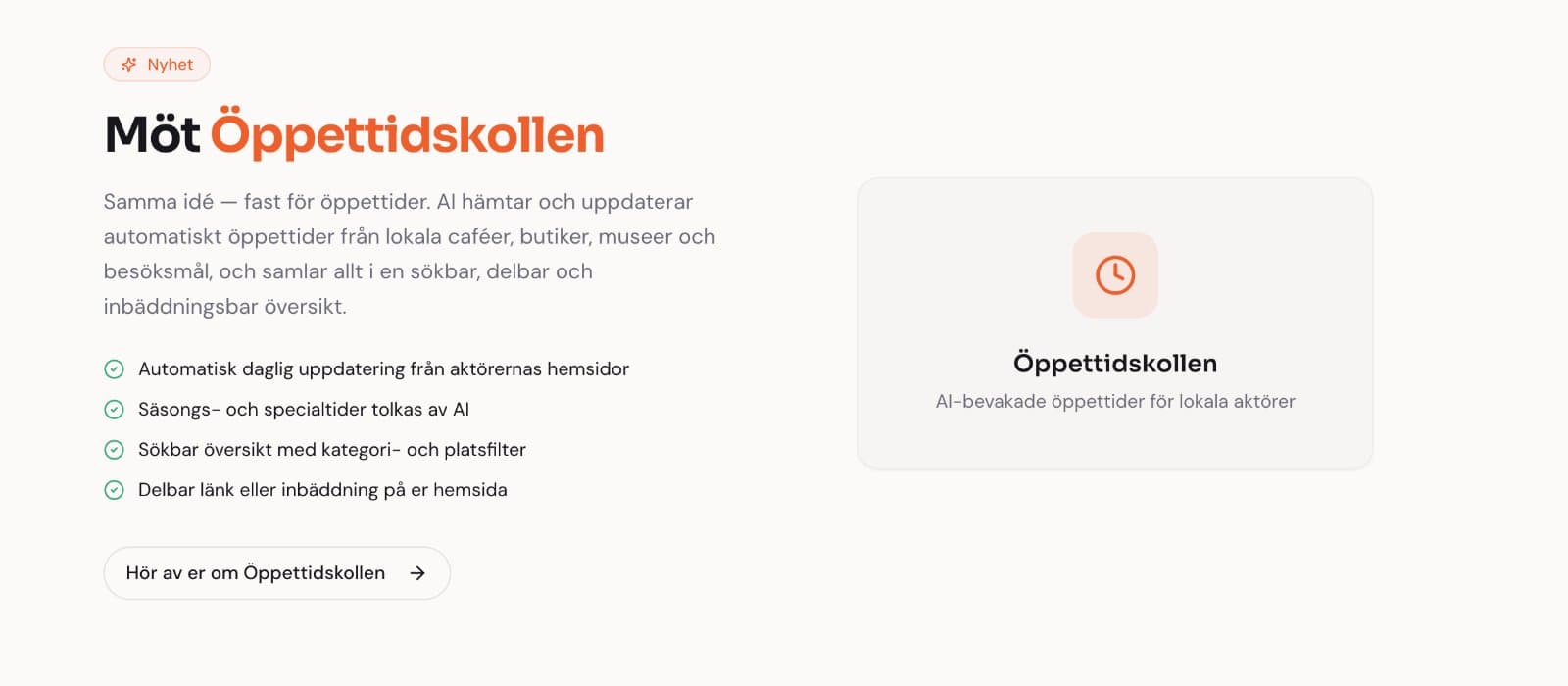 Öppettidskollen - samlar destinationens öppettider med hjälp av AI